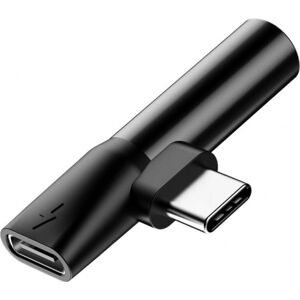 Adaptér USB Typ C na Typ C + 3,5mm Jack, čierna