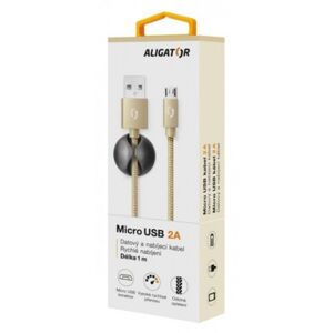 Kábel Aligator Premium Micro USB na USB 2A, zlatá