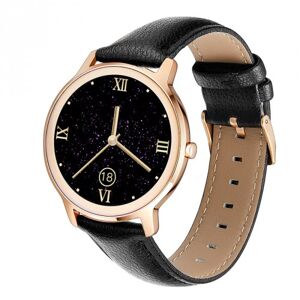 Smart hodinky Deveroux R18, kožený remienok, čierna
